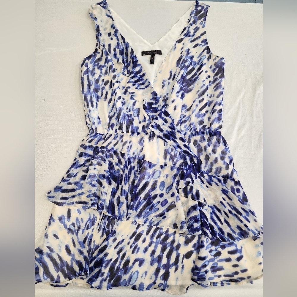 BCBGMaxAzria White and Blue Printed Mini Dress - Picture 4 of 16